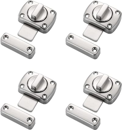 Badkamer Deur Toiletdeur Sloten 55x40mm Draaibare Bout Slot voor Huisdieren Poort Deurslot Zink Legering voor Meubels Kastraam Geborstelde Afwerking 4 Stuks-Zilver