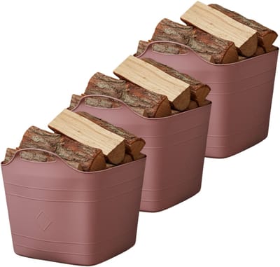 Excellent houseware flexibele kuip / emmer - 3x - roze - 25 l - kunststof - 40 x 35 cm - met handvatten