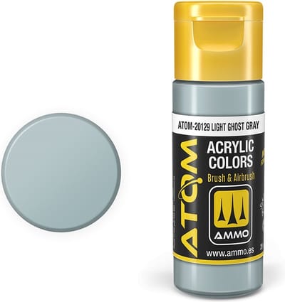 AMMO by Mig Jimenez Hobbyverf Acrylverf - MIG 20129 ATOM - LIGHT Ghost Gray - Acryl - 20ml Verf flesje - 20 ml