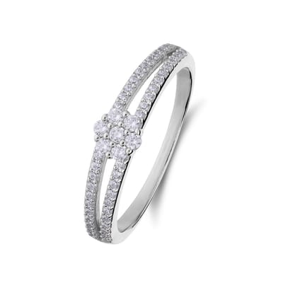Lucardi Dames Zilveren ring met plating - Ring - 925 Zilver - Zilverkleurig - 15.50 / 49 mm