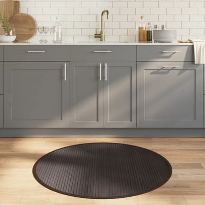 vidaXL - Vloerkleed - rond - 100 - cm - bamboe - donkerbruin