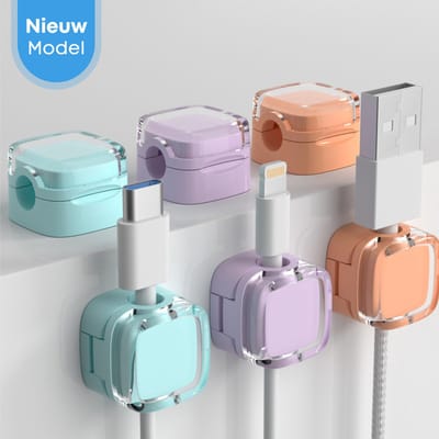 FOXLY® Magnetische Kabel Houder 6 stuks - Pastel Tinten - Kabel Clips - Bureau Organizer - Zelfklevend - Kabel management