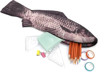Vis Etui - Grappig Opbergtasje - School Kantoor Reizen - Realistisch Ontwerp - 31 x 14 cm - Gemengde Kleuren