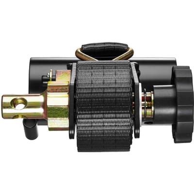 Sangles à cliquet pour porte-échelles, Support pour tube rond noir de 47,6-50,8 mm, Sangles pour porte-échelles noires de 38 mm de large x 2,25 m de long avec doubles crochets en J, Charge de 226,8 kg