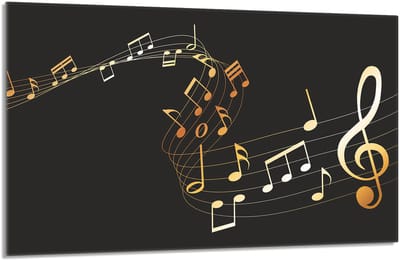 TMK ArtDeko - Glazen Beschermplaat voor Fornuis - 80x52 cm - Muziek