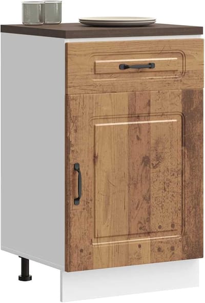 Keukenonderkast - Keukenkast Lade - Keuken Opbergen - Verstelbare Poten - 50x46x81cm - Oude Houtlook