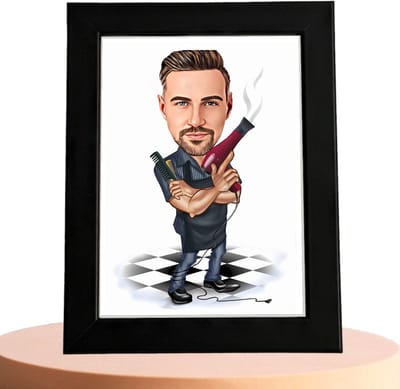 Kapper Karikatuur - Karikatuur met Jouw Foto - Cadeau - Verjaardag - Kerst - Kado - Valentijn - Gepersonaliseerd Cadeau