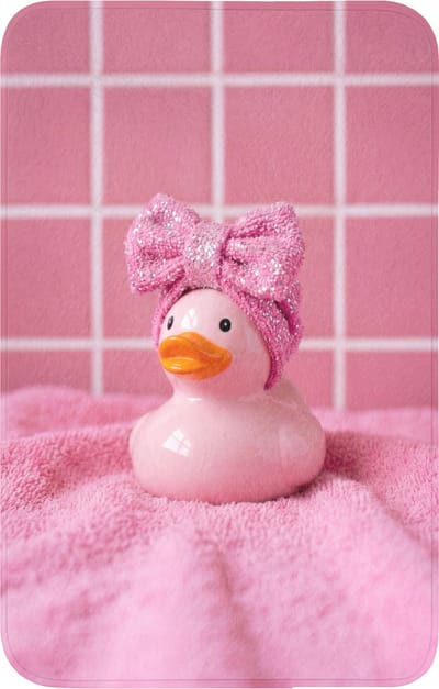 WC mat 50x80 cm - Antislip - Badeend -Strik - Roze - Toiletmat - Vloermat - Douchemat - Toilet tapijt - Toiletmatten