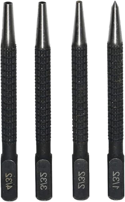 Positionering Punch Set - Center Punch Kit - Nauwkeurig Markeren - Verbeterde Boornauwkeurigheid - 4 Stuks 0.8-3.2mm - Zwart