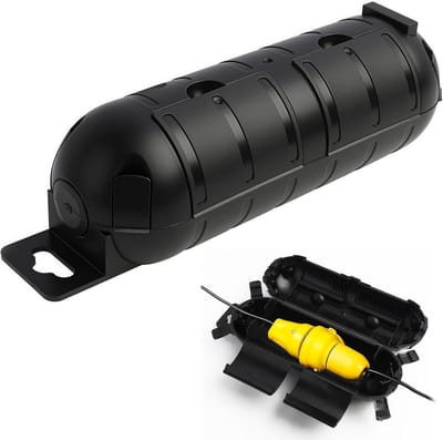 Waterdichte Kabelbox - Stekker Bescherming - Buiten Gebruiken - IP44 Gecertificeerd - 23 cm Lengte - Zwart