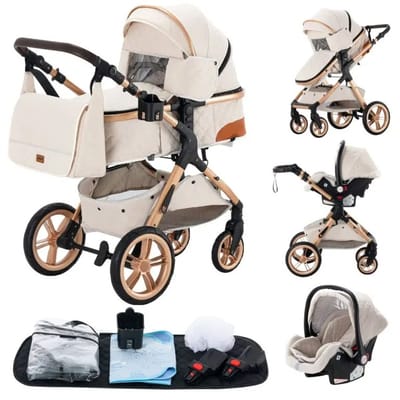 Kinderwagen - Wit - Buggy - Kinderwagen 3 In 1 - Kinderwagens & Buggy's - Kinderwagens - Baby - Buggy's - Plooibuggy - Buggy Inklapbaar - Kinderwagens - Kind - Kinderen - Baby - Baby's