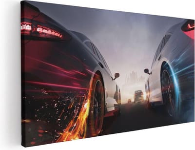 Artaza Canvas Schilderij Auto - 40x20 cm - Klein - Wanddecoratie Race - Muurdecoratie Mancave - Schilderijen Op Canvas