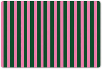 Placemats 45x30 cm - Placemat kunststof - 1 stuk - Verticale strepen - Groen - Roze - Borden onderleggers - Decoratie voor op tafel - Keuken tafeldecoratie accessoires - Vinyl onderlegger - Tafelversiering