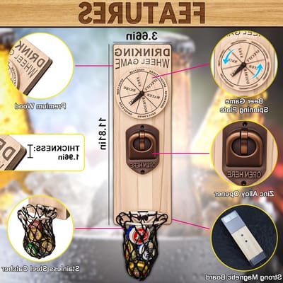Magnetische Flesopener met Roulette Spel, Originele Bieropener, Perfect Cadeau voor Mannen en Verjaardagen, Inclusief Houder
