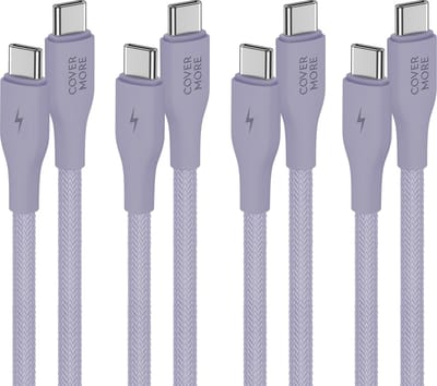 Usb-c naar usb-c kabel - Oplaadkabel - Laadkabel - Oplaadsnoer - 4 stuks - 1m - Paars