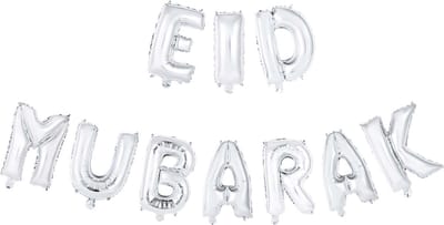 Folieballon Tekst 16" 'Eid Mubarak' Zilver