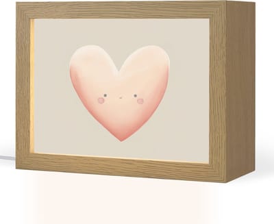 Nachtlampje 20x15 cm - Kinder lampje - Hart - Gezicht - Roze - Tafellamp kinderkamer - Slaapkamer lamp - Bedlamp kinderen - Kinderlampje stopcontact - Wandlamp babykamer - Nachtlampjes