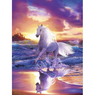 Diamond Animal 5D DIY Diamond Painting Rennend paard Diamond Borduren Mozaïek decor 20X30CM beige