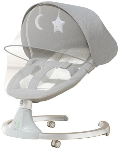 LUMÈ STORE Baby schommel – Wipstoel – Bluetooth – Baby Swing – 5 Standen – Timer – Muziek – Verstelbaar – Veilig – Comfort – Grijs