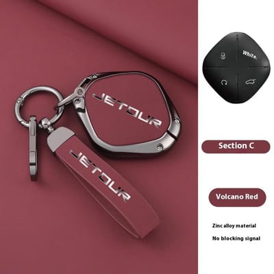 Voor Chery Jetour Dashing X-1 Plus Dtc Zinklegering Leer Auto Sleutelhoes Auto Afstandsbediening Sleutel Beschermhoes Fob Accessoires black