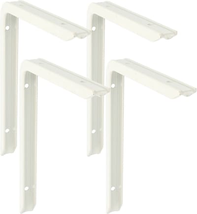 AMIG Plankdrager/planksteun - 4x - aluminium - gelakt wit - H200 x B150 mm - max gewicht 60 kg - boekenplank steunen