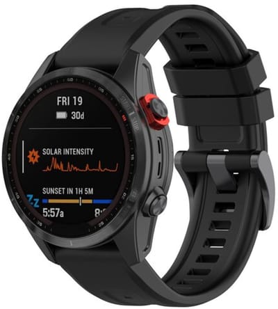 By Qubix - Geschikt voor Garmin bandje - 26mm Quickfit - Siliconen sportbandje - Zwart - Geschikt voor Garmin Fenix 8 / 8 Pro - 51mm