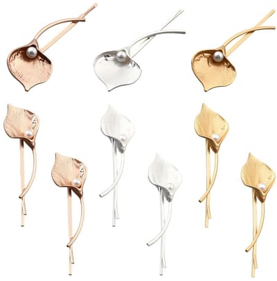 Dailygoods- Haarspeld 9 Stuks - Vintage Calla Lelie Bladeren - Boho Haaraccessoires - Bruids Haarspeld - Metalen Blad - DIY Vrouwen Party - Haarklip