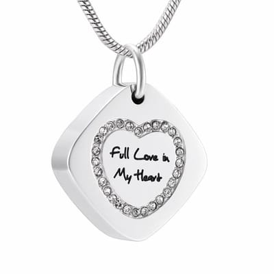 Aramat Jewels | Gedenkhangers | Vierkante ashanger staal met hartzirkonia 30x23mm | | | |20mm | Staal | Volwassenen | Verkleurd niet