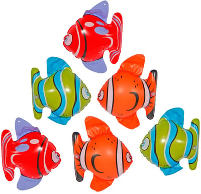 Folat Opblaasbare tropische vissen - 6x st - 14 x 22 cm - opblaas dieren - decoratie - versiering