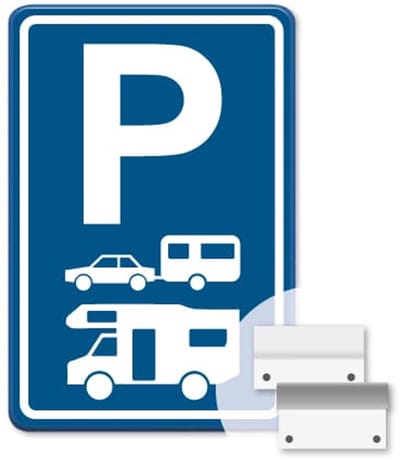 Parkeerbord Caravans en Campers - blauw - Weerbestendig Aluminium - 40x60 cm - Bevestiging: Met muur-/ wandmontage beugels