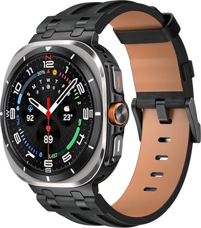 Strap-it Solide leren bandje geschikt voor Samsung Galaxy Watch Ultra 2 (2026) / Ultra (2024/2025) - Zwart
