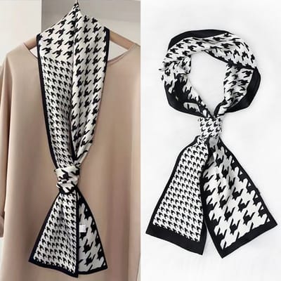 Zijden sjaal-stijl zijden sjaal voor dames - Kleurblokkenprint - Fris en delicaat - Decoratieve shawl over shirts -39，14*150CM