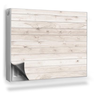 Wallfluent Magnetische Radiatorfolie - Radiator Afdekking Zonder Lijm - 80x60 cm - Lichte, Natuurlijke, Dunne Houten Planken - Radiatorfolie Tot 60°C - Grijs Borden Magnetische Radiatormat