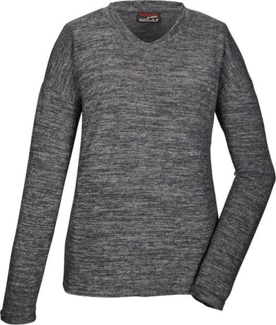 Killtec dames trui - fleece trui dames - v-hals - 40897 - navy gemeleerd - maat 38