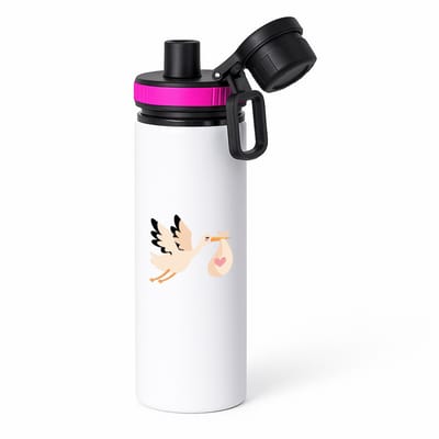 Hacebo® - Ooievaar waterfles met draaidop roze - Vogels - Dieren liefhebbers - Geboorte cadeau - kraamcadeau - dieren - water fles - 850ML