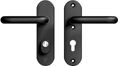 AXA Veiligheids Deurbeslag set - Oval Plus - Deurkruk Zwart - SKG3 - PC72 met kerntrekbeveiliging - Kort Schild