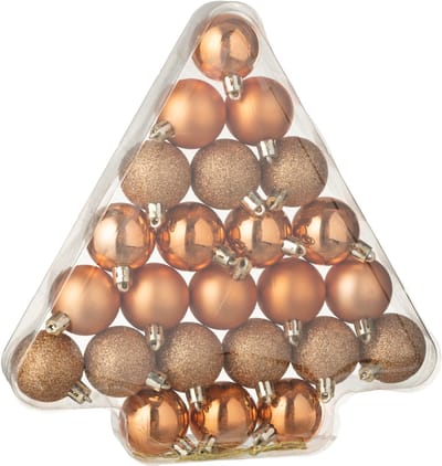 J-Line kerstbal - kunststof - oranje - doos van 24