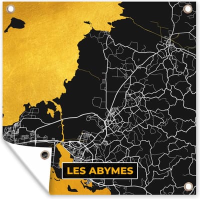 Tuin poster Les Abymes - Stadskaart – Plattegrond – Kaart – Frankrijk - 200x200 cm - Tuindoek