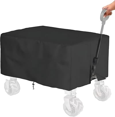 Outdoor Opvouwbare Wagenhoes - 90 x 50 x 45 cm - Oxford-stof - Waterdichte beschermhoes - Stevig en duurzaam - Tuin Trolleyhoes - Hoes voor trolley - Stofhoes - Geschikt voor opvouwbare tuinkarren - Zwart