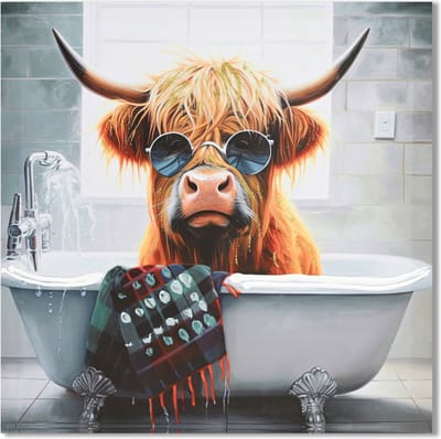 HomeBound by KY | Schilderij schotse hooglander bad | Schilderij
