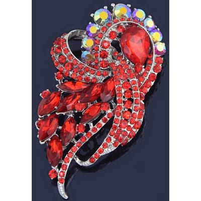 Luxe Volledige Kristallen Dames Heren Twist Broche Speldjes Verfijnd Feest Banket Strass Pin Vintage Kleding Jas Accessoires red