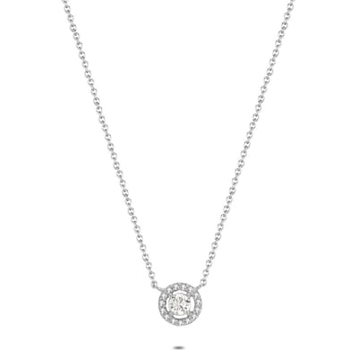 Twice As Nice Halsketting in zilver, ronde steentjes 40cm+5cm