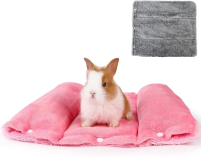 Famanu - Omkeerbaar konijnenbed met wasbare hoes roze-grijs