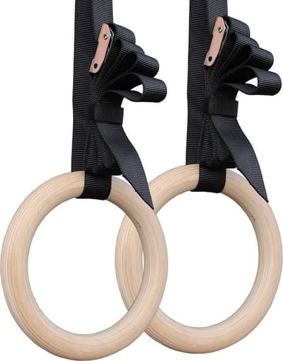 Professionele Houten Gymringen - met Ophangbanden - Turnringen - Gymnastiek Ringen - Crossfit - Fitness