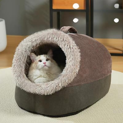 Kattenkennel Winter Huisdier Volledig Afgesloten Grote Sjaal Pluche Benodigdheden Draagbare Warmte M  40*36*28cm