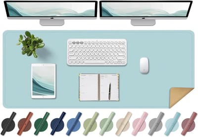 XL Bureaumat 120x60 cm Lichtblauw - Desk Pad Kunstleer voor Bureau en Thuiswerkplek