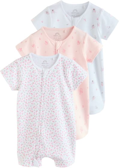 Next - Meisjes - Set van 3 babyrompertjes met rits - Roze
