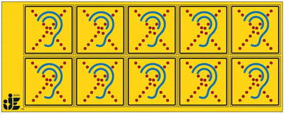 Limited hearing sticker | 5 x 5 cm - 10 stuks per vel