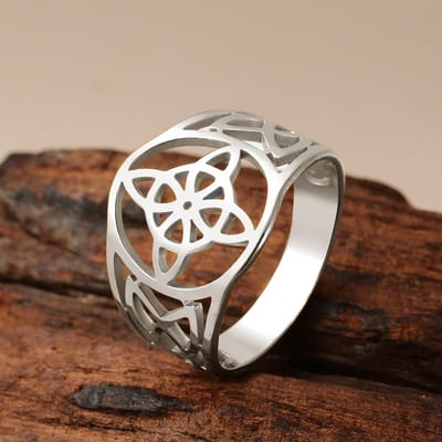 Heksenknoop Roestvrij Staal Ring Wicca Kruis Keltische Knoop Dames Heren Ringen Hekserij Geluk Bescherming Amulet Verjaardagscadeaus 10 white