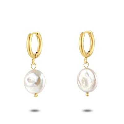 Twice As Nice High fashion oorbellen, goudkleurige oorringen met parel